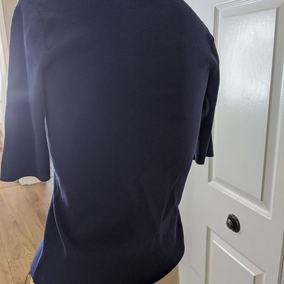 𝅺judith & Charles navy blue short sleeve blouse with white collar - Picture 5 of 10